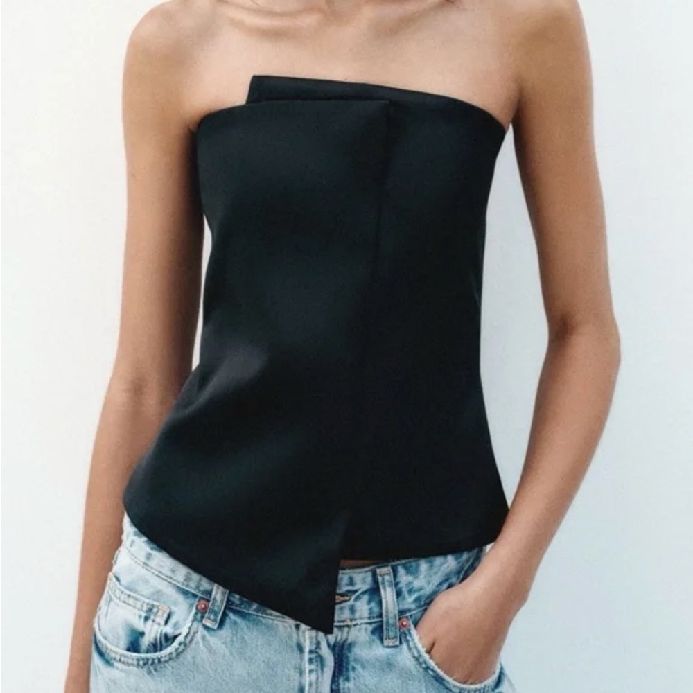 NWT Zara Strapless Satin Effect Top